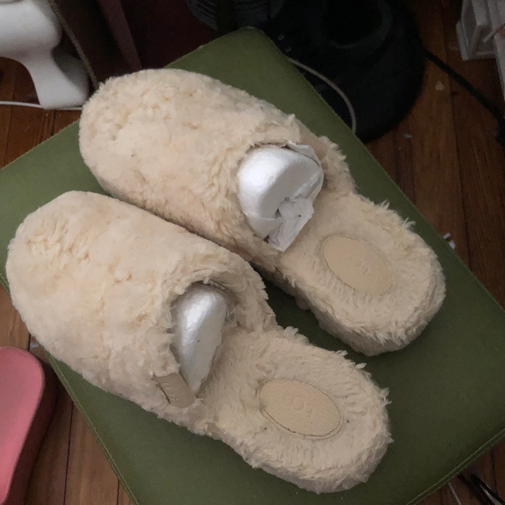 UGG Tan Fuzzy Slippers